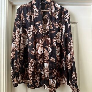 Express Black and Brown Floral Blouse